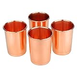 Zap Impex Vasos para beber cobre vidrio puro cobre retención ayurvédica curación conjunto de 4, 250 ml
