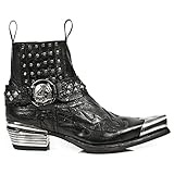 New Rock Boots 7950P-S1 Bota de Metal con Tachuelas de Calavera y Correa Gótica Negra al Tobillo12