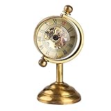 Reloj de escritorio de oro giratorio para hombres creativo de escritorio, decoración del hogar para mujeres, reloj de mesa de cobre, movimiento de cuerda manual para amigos