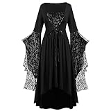 Generisch Ropa gótica para mujer, vestido punk de Halloween, estilo retro, talla grande, disfraz medieval, disfraz de cosplay para fiestas (gris oscuro, S)