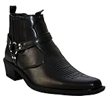 Us Brass Eastwood - Botas vaqueras de tacón de tobillo cubano para hombre, con refuerzo doble, para hombre, tallas 7-12, Black, 42 1/3 EU