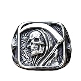 LAYCHEN Anillos Para Hombre, Anillo De Calavera Dominante Con Hoz De La Muerte, Joyería De Fiesta Punk De Hip-hop Para Hombre, Regalo Vintage