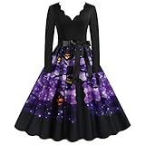 ERZU Vestidos Halloween Para Mujer, Vestido Calavera, Manga Corta Y Larga, Vestido Encaje Para Fiesta Noche O Baile