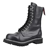 Angry Itch - 10-Agujeros Botas goticas Punk de Cuero Nero - Numéros 36-48 - Hécho in EU!, EU-Größe:EU-43