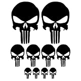 10 Piezas Pegatinas de Calavera para Coche o Moto - Calavera - 3 tamaños. Vespa de la bici de la motocicleta del coche (Negro)
