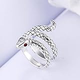 Mayelia Anillos de serpiente de plata con anillo abierto ajustable para mujeres y niñas