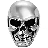 OIDEA Anillo de calavera para hombre, acero inoxidable, estilo hip hop, punk rock, plateado, medida a elegir, Acero inoxidable