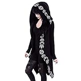 Moda Sudadera Mujer con Capucha Steampunk Gótico Abrigo de Otoño Tops Retro Manga Larga Chaqueta de Cremallera Outwear Impresión Camiseta Baseball Chaqueta Halloween S-5XL Talla Grande