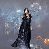 OIOYLEY Disfraz De Bruja De Halloween, Vestido de Calavera Vampira para Disfraces Fiesta, Adulto Disfraz de Halloween Dama Traje, Bruja Mujeres Cosplay Vampiresa Vestido de Calavera (XL)