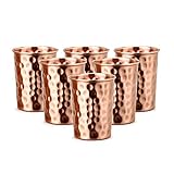 Zap Impex Vasos de bebida martillado cobre cobre puro retención de cobre ayurvédico conjunto de 6, 250 ml