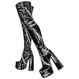 blingqueen Botas punk para mujer con plataforma, Pintura Negro, 43 EU