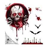 Calcomanías de esqueleto de Halloween, calcomanías de pared de calavera, impresión sangrienta de terror, adhesivos extraíbles para piso, calcomanías de ventana, material de vinilo, para decoración del
