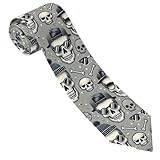 Anceky Corbata clásica para hombre para negocios, formal, boda, hipster, corbata de calavera gris para Halloween