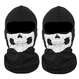 Pasamontañas de Calavera Fantasma,2 Piezas Ghost Mask Calavera Máscaras de Terror Máscara de Cara Completa Máscaras De Ciclismo Pasamontañas Transpirable Tela Fantasma Máscara Pasamontañas Unisex
