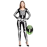 Spooktacular Creations Skeleton Bodysuit Halloween with Glow Patterns and Skeleton Gloves for Women (Large ( 10- 12 yrs))