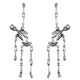 2uds Pendientes de Halloween, Aretes Colgantes de Calavera Esqueleto Espeluznante Joyería Punk Gótica Accesorios para Fiesta Disfraces Cosplay
