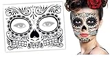 Máscara de mexicano para el día de los muertos, color negro, fácil de poner y quitar, 1 día de aplicación para Halloween, carnaval o fiestas de disfraces.
