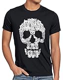style3 Gato Calavera Camiseta para Hombre T-Shirt Skull Gata chavala, Talla:4XL