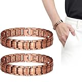 Pulsera Magnética, 2 Unidades Brazalete Magnético De Cobre Puro, Menicia de Cinta Magnética, Antioxidación Tamaño Ajustable Pulsera Cobre, Brazalete de Terapia Campo Magnético para del Dolor