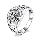 ONEFINITY Memento Mori Anillo de plata de ley 925 Memento Mori Anillo de calavera estoica para hombres y mujeres, #9, Plata de ley, Sin piedras preciosas