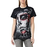 Spiral - Skull Roses - Camiseta con Estampado Frontal - Negro - M