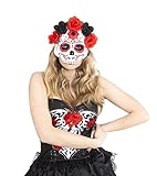 Rubies Máscara de Katrina para Adulto, máscara con flores rojas y negras, original, Ideal para halloween, carnaval, fiestas, despedida de soltero, Cosplay y cumpleaños, S3224