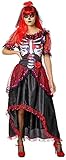 RUBIES Disfraz La Catrina para mujer, Vestido impreso y diadema con velo, Oficial Rubies para Halloween, Carnaval, Fiestas y cumpleaños