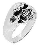 TreasureBay Anillo de plata de ley 925 con diseño de calavera punk para hombre, Plata de ley