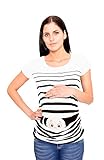 Ropa premamá Divertida y Adorable, Camiseta con Estampado, Regalo Durante el Embarazo - Manga Corta (Blanco, Large)