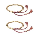 HUANG 2 uds., Pulsera de cuentas de cobre hecha a mano, brazaletes de cuerda de la suerte de algodón trenzado budista tibetano para mujeres y hombres, pulseras de hilo
