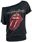 Rolling Stones The Plastered Tongue Mujer Camiseta Negro L 95% Viscosa, 5% elastán Regular