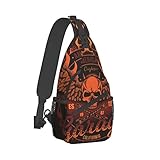 TGMALL Bolso bandolera con diseño de calavera con alas en el fuego, para mujeres y hombres, multicolor, Talla única