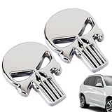 Dos hojas de pegatinas metálicas 3D para coche, calcomanías para coche, pegatinas de calavera punk 3D, pegatinas metálicas para coche y motocicleta (plateadas).