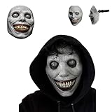AHYDFSR Máscara de Halloween de Horror, Máscara de Terror de Halloween, Máscara de Demonio Sonriente, Máscara de Látex Realista Halloween, Accesorios de Fiesta de Disfraces de Halloween, Gris