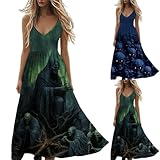 HUIFUAO - Vestido de Halloween para mujer, vestido de calavera de esqueleto aterrador, disfraces divertidos de Halloween, talla grande, cuello en V, sin mangas, para fiesta de terror, fiesta de noche