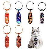 Corbatas para perros y gatos de Halloween, collares de calavera de calabaza, decoraciones para fiestas de mascotas, disfraces para mascotas, juego de 6 piezas