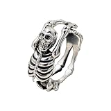 Auriselle Men's Viking Ring Anillo ajustable con Skull Pattern, Abierto Retro Punk Hip Hop Gothic Joyería, Unisex Vintage, Fiesta de Cumpleaños/Navidad/Pascua de Regalo para Hombres Niños Señoras