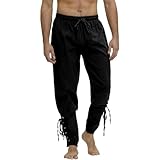Pantalones Medievales para Hombre,Pantalón Pirata Medieval Renacentistas para Hombre,con Bolsillos,Vintage Pantalones Largos,Halloween Cosplay,Talla XL