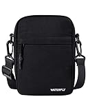 WATERFLY Bolso Bandolera Bandolera Bandolera: Bolso de Hombre para Colgar pequeño Hombre teléfono móvil Sling Bolso Hombres Hombro crossbag Bolso Pecho Mujer Crossbody Funda móvil, Color Negro