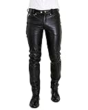 Bockle® Big Cheeker Pantalones de Cuero Hombre varón Vaqueros Tube Skinny Slim Fit Ajustados Negro, Size: 34W / 36L