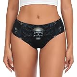 ERSDWRE Ropa interior gótica con estampado de calavera para mujer, ropa interior de algodón para mujer, ropa interior suave y transpirable, Negro, XL