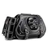 XINYIN Elegantes alforjas de motocicleta de piel sintética con diseño de calavera, gran capacidad, mejoras para bicicleta