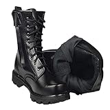 Hombre Botas Militares Tacticas Impermeables, Negra Cuero De Puntera de Acero Botas De Senderismo con Cremallera De Ejército Militar Botas de Caza Black-42