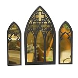 Espejos de pared góticos, paquete de 3 espejos góticos espeluznantes, espejos de ventana de catedral rústica, espejos decorativos, decoración de muebles góticos para dormitorio y baño