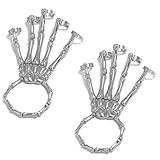 EnixwH 2 Pulsera De Calavera, Cadena Ajustable para El Dedo con Calavera para Halloween, Pulsera Gótica Punk con Anillo, Joyería De Halloween, Cadena De Metal para El Dedo, para Cosplay