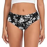 Yyoretp Ropa interior elástica Beyondsoft con estampado de calavera punk blanca para mujer, bragas flexibles y cómodas., Negro, XL
