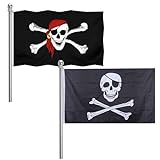 Bandera Pirata,Bandera De Cuchillo De Cruz Y Bandera,Jolly Roger Bandera,Bandera Con Calavera,Bandera Pirata PequeñA,Bandera Pirata Con Bandana Rojo,2pcs