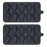 WUSJCOF Pack de 2 Moldes de Silicona de Calavera para Halloween, Molde 3D de Cráneo para Hielo, Pasteles, Chocolate y Decoración de Fiesta