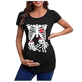 Nuevo esqueleto de la cabeza Halloween Ropa de mujer embarazada Top Teasing Europea y Bordered Camiseta Top Mujeres Embarazadas Camiseta, rojo, XXL