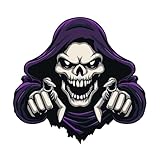 Pegatizas De Ventana Autos Cráneo: Calcomanía Vinilo Espeluznante, Gráfico Espeluznante Calavera, Estampado Esqueleto Terror, Accesorio Decorativo Auto Halloween | Peel And Stick Decal Para Automóvile